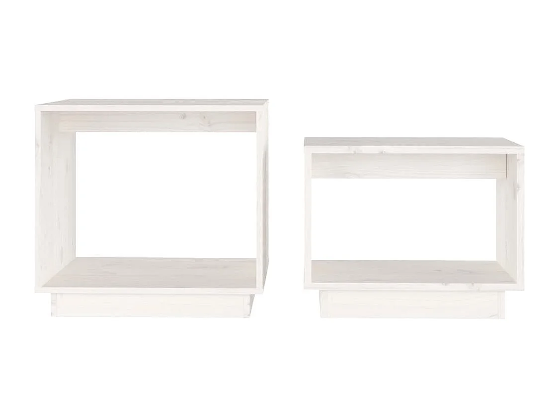 Tables basses gigognes 2 pcs Blanc Bois de pin massif