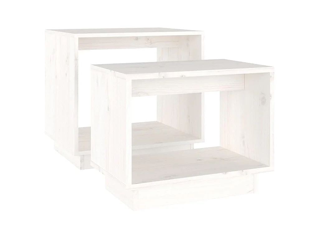 Tables basses gigognes 2 pcs Blanc Bois de pin massif