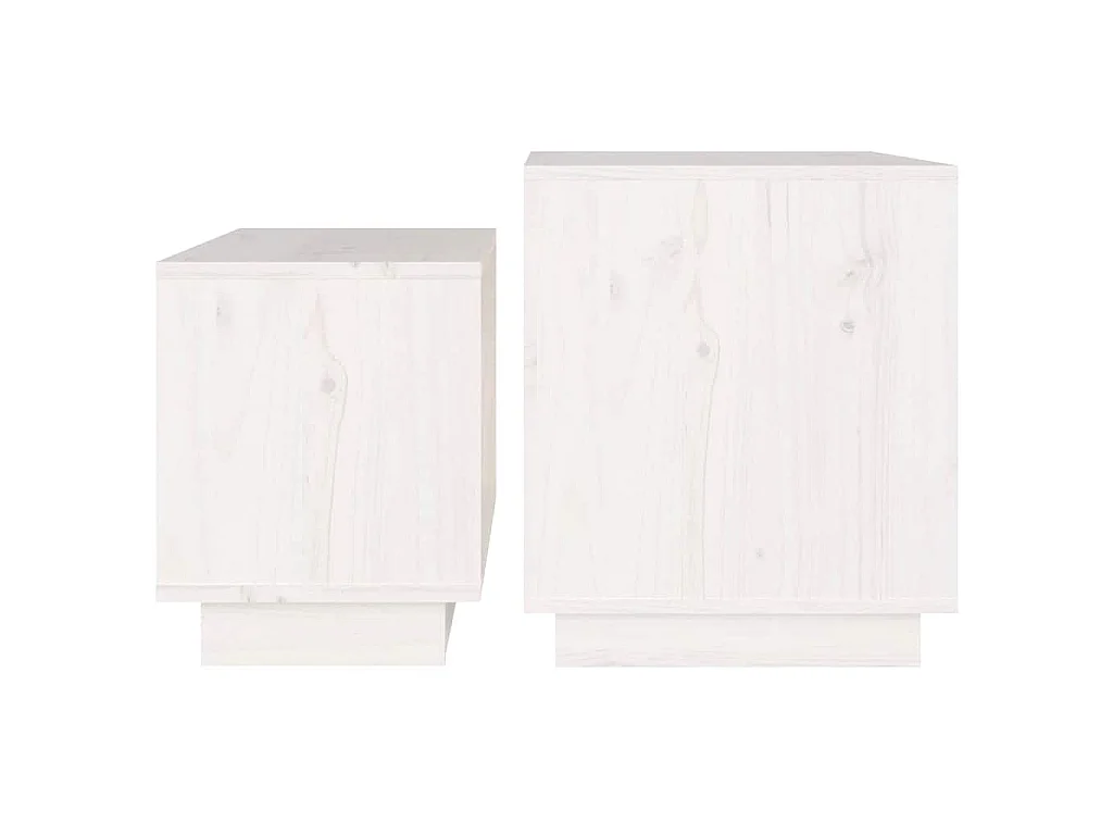 Tables basses gigognes 2 pcs Blanc Bois de pin massif