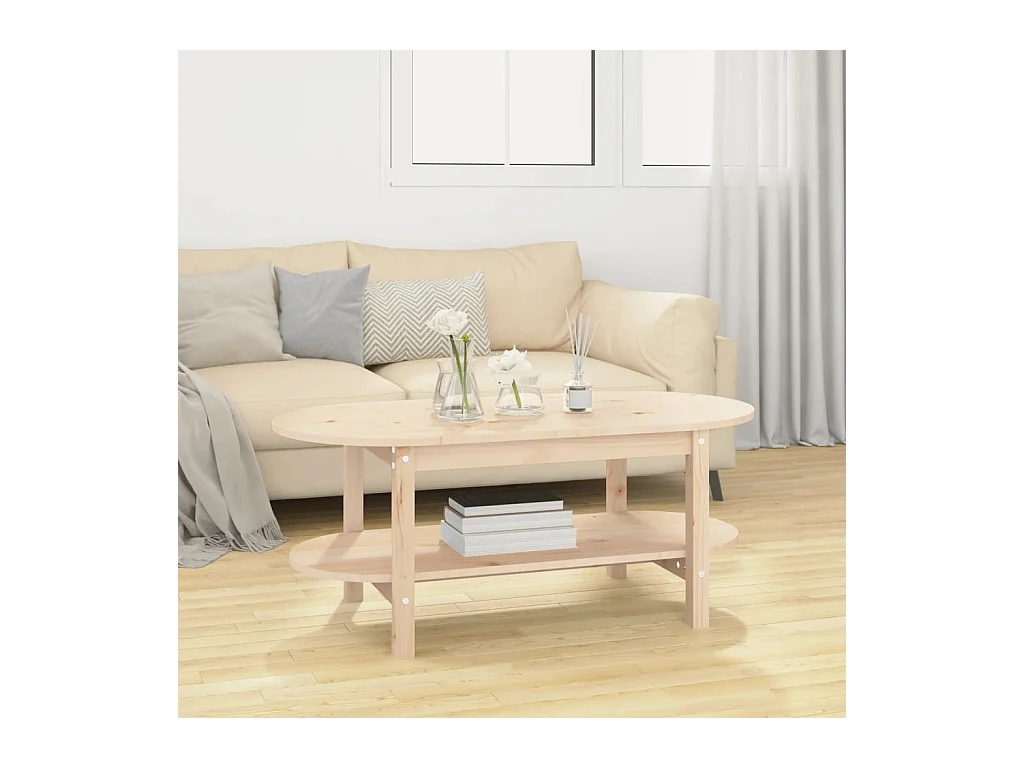 Tavolino da Salotto 110x55x45 cm Legno Massello di Pino