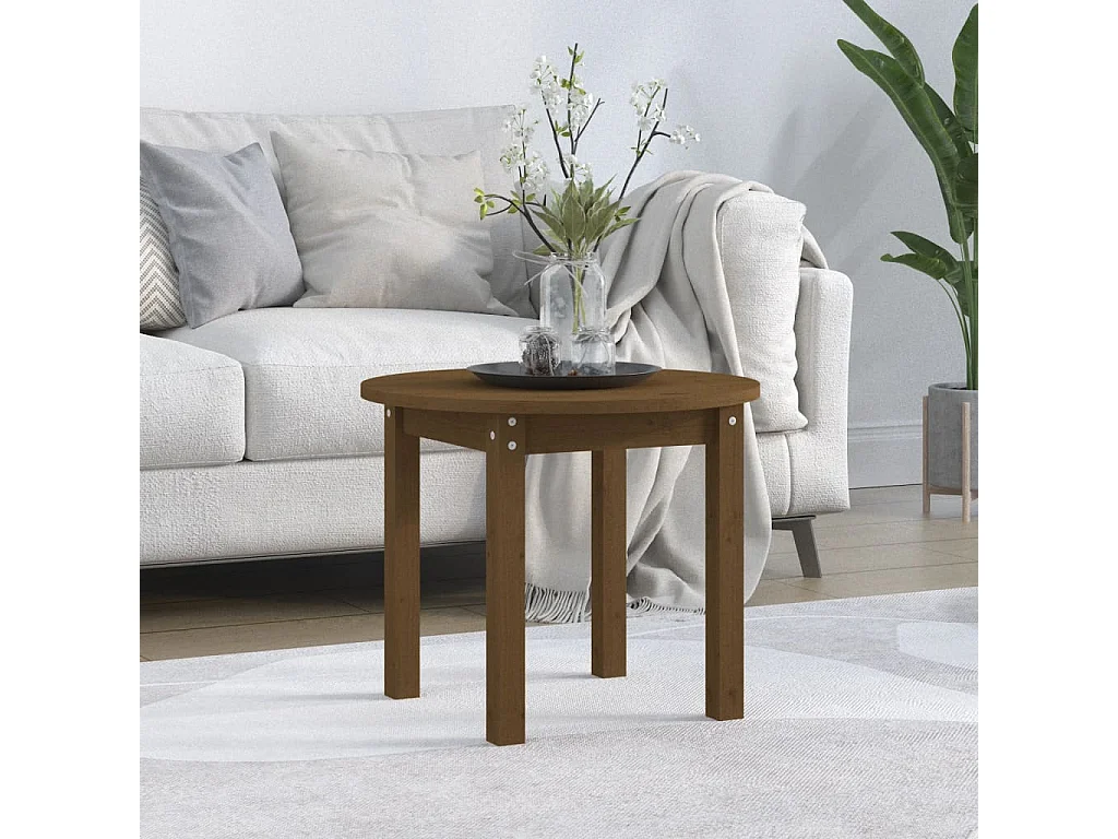 Table basse Marron miel Ø 55x45 cm Bois massif de pin
