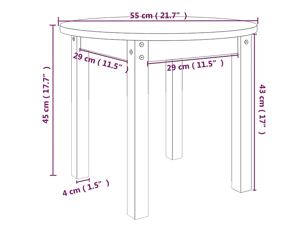 Table basse Marron miel Ø 55x45 cm Bois massif de pin