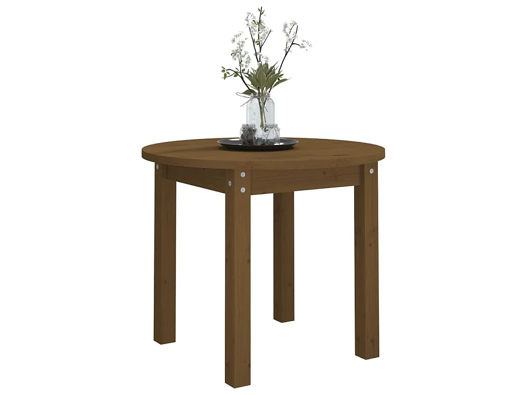 Table basse Marron miel Ø 55x45 cm Bois massif de pin