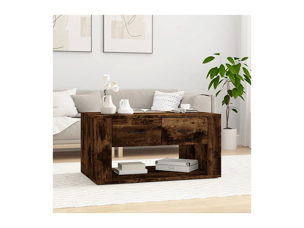 Table basse Chêne fumé 80x50x40 cm Bois d'ingénierie