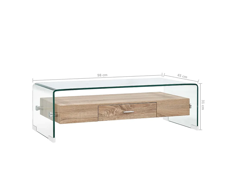 Table basse Clair 98x45x31 cm Verre trempé