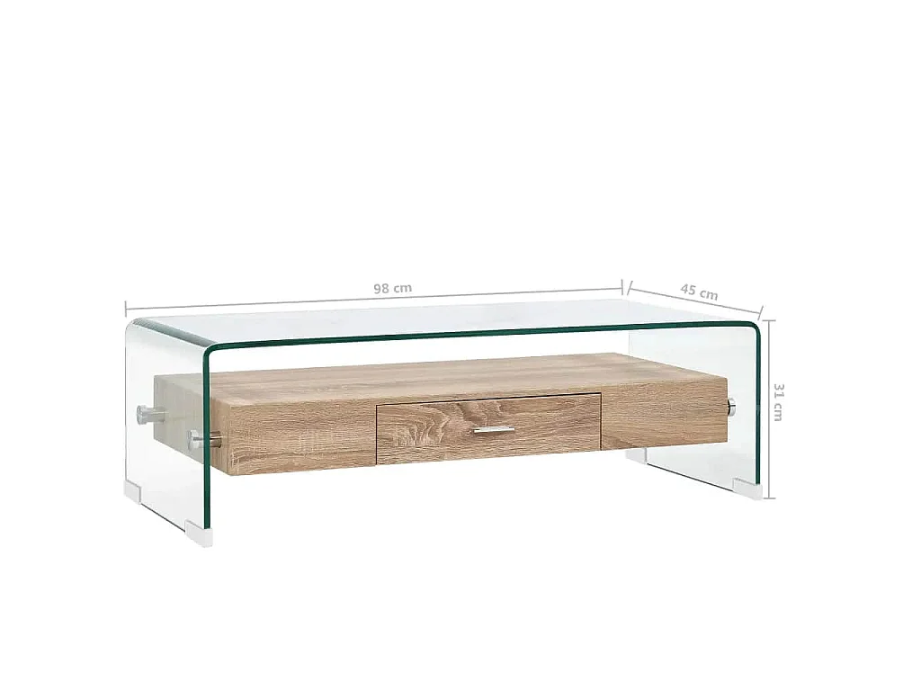 Table basse Clair 98x45x31 cm Verre trempé