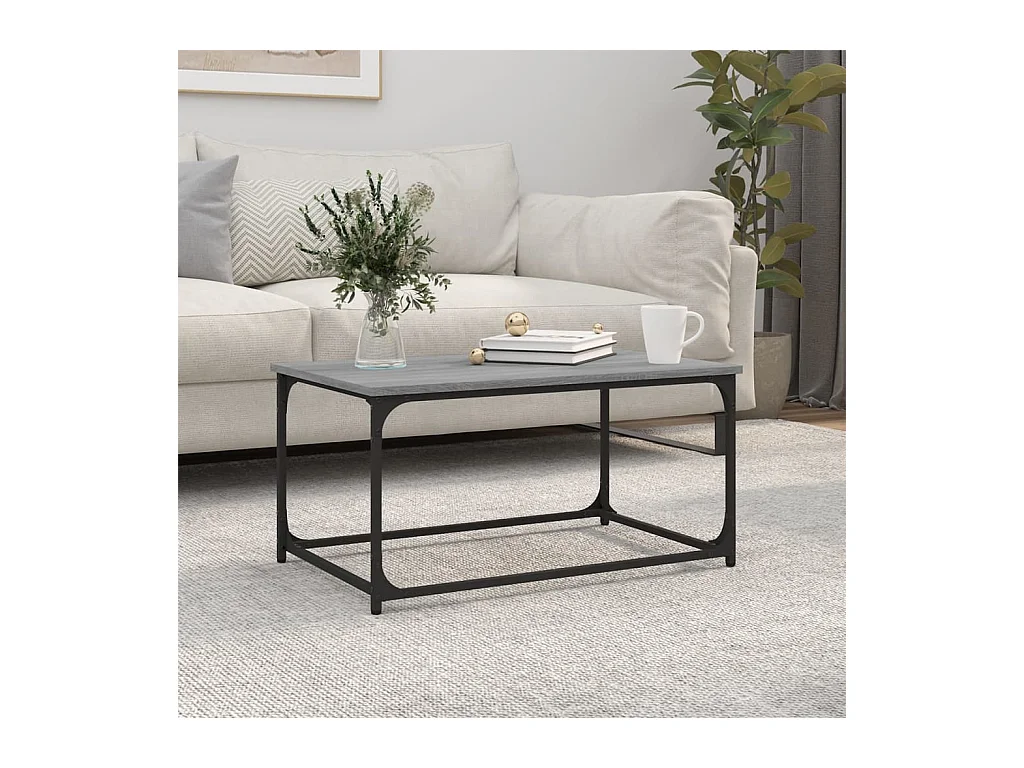 Couchtisch Grau Sonoma 80x50x40 cm Holzwerkstoff und Eisen