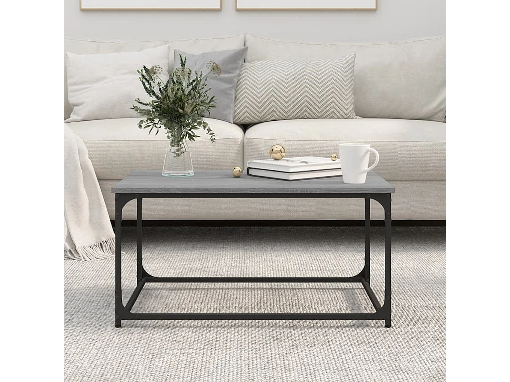 Couchtisch Grau Sonoma 80x50x40 cm Holzwerkstoff und Eisen