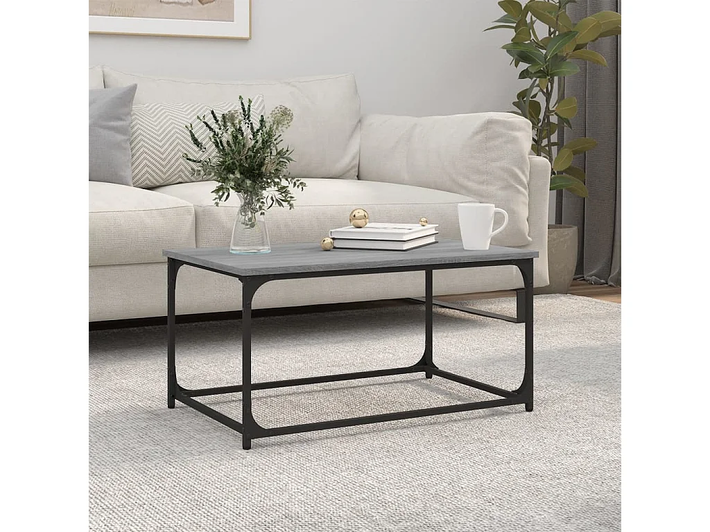 Couchtisch Grau Sonoma 80x50x40 cm Holzwerkstoff und Eisen