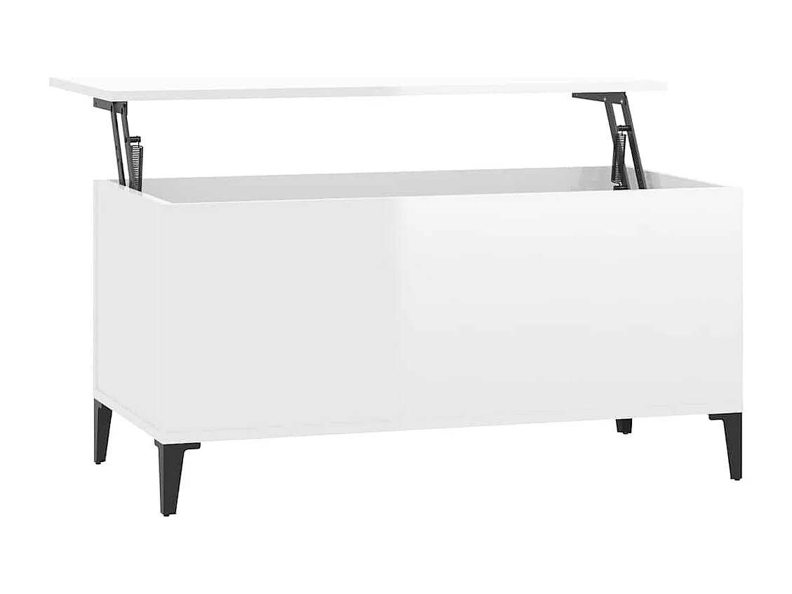 Table basse Blanc brillant 90x44,5x45 cm Bois d'ingénierie
