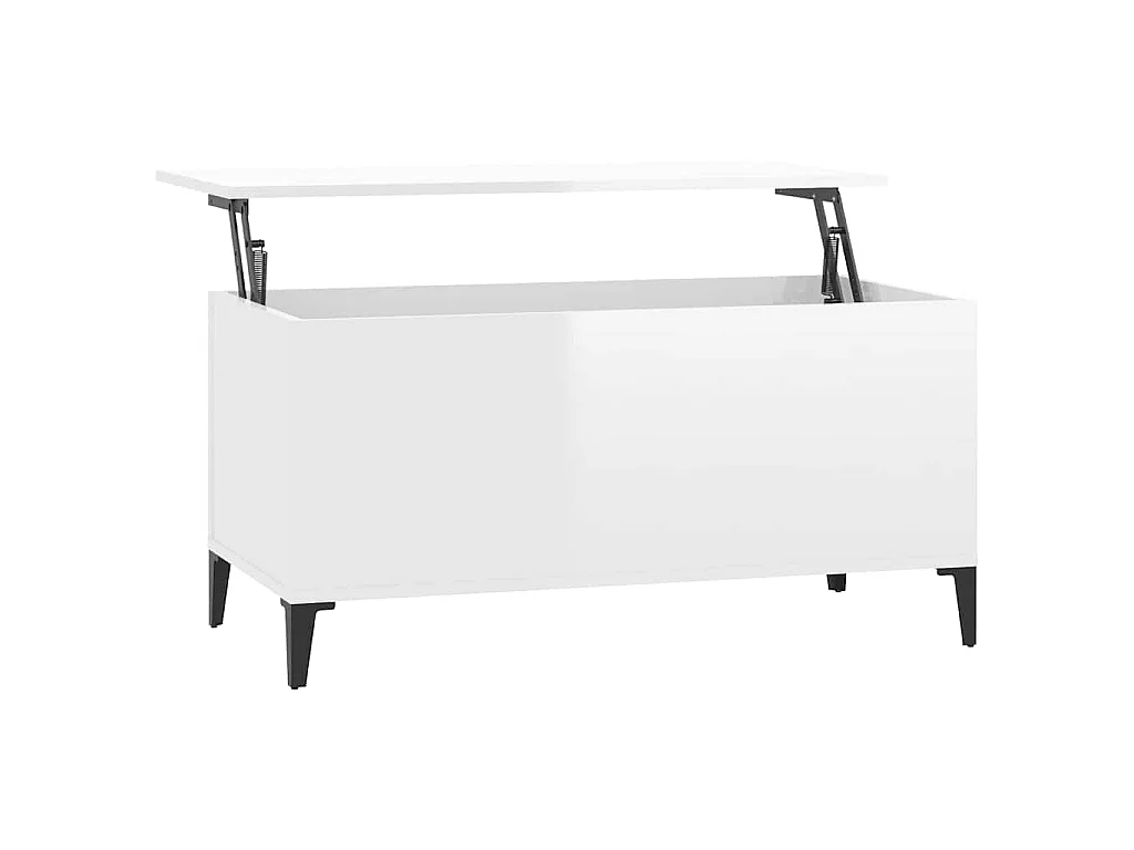 Table basse Blanc brillant 90x44,5x45 cm Bois d'ingénierie