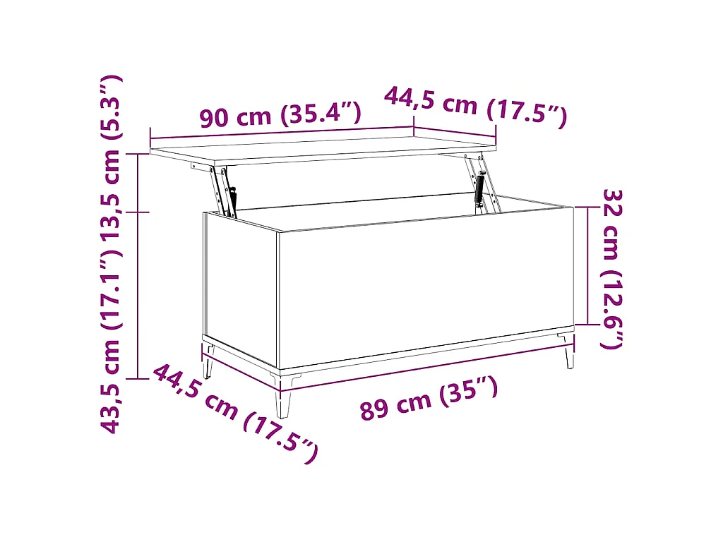 Table basse Blanc brillant 90x44,5x45 cm Bois d'ingénierie