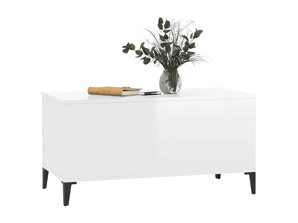 Table basse Blanc brillant 90x44,5x45 cm Bois d'ingénierie