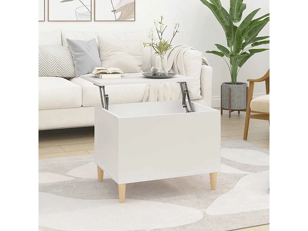 Table basse Blanc 60x44,5x45 cm Bois d'ingénierie