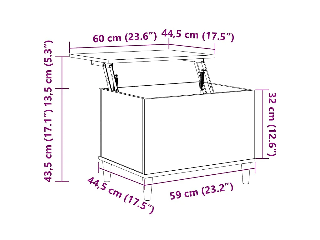 Couchtisch Weiß 60x44,5x45 cm Holzwerkstoff