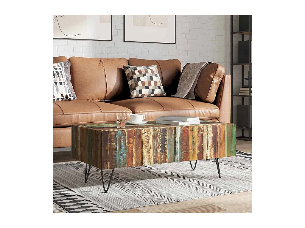 Table basse Bois massif de récupération 100x50x38 cm