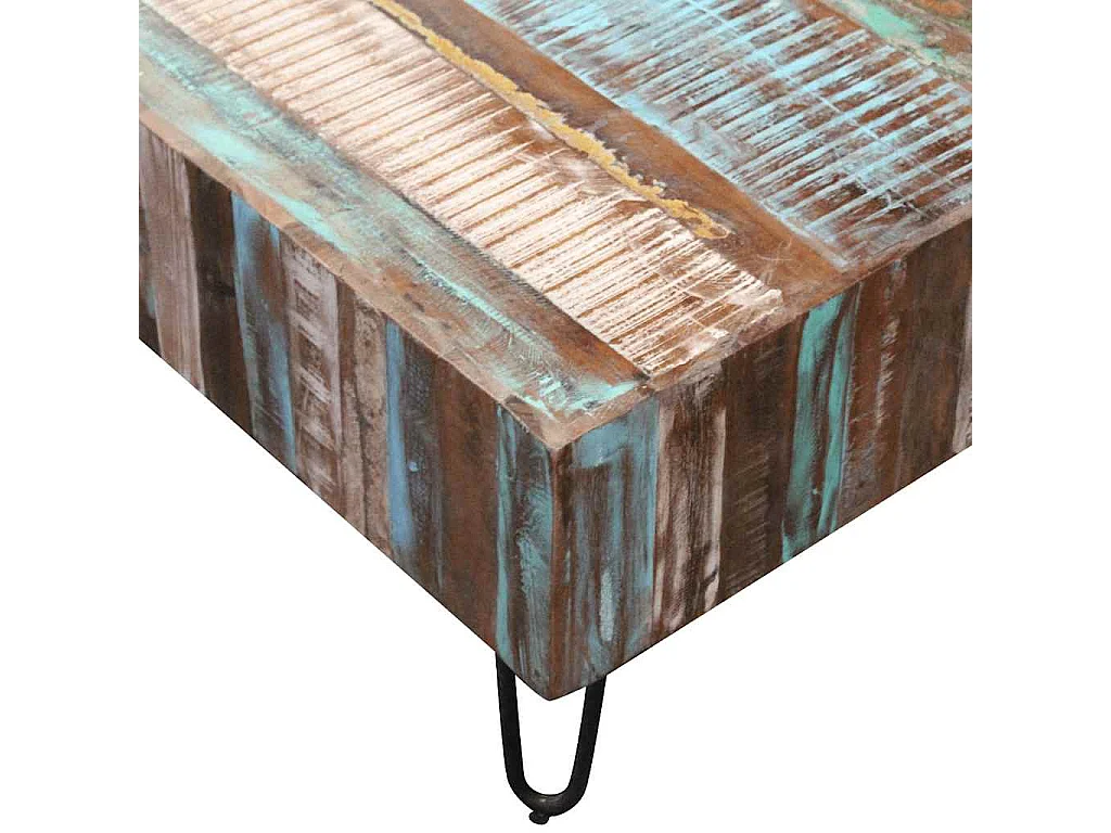 Tavolino da Salotto in Legno Massello Anticato 100x50x38 cm