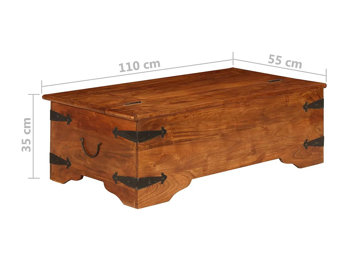 Table basse Bois d'acacia solide avec finition miel 110x55x35cm