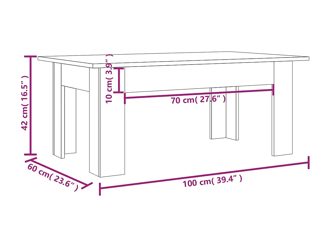 Couchtisch Braun Eichen-Optik 100x60x42 cm Holzwerkstoff