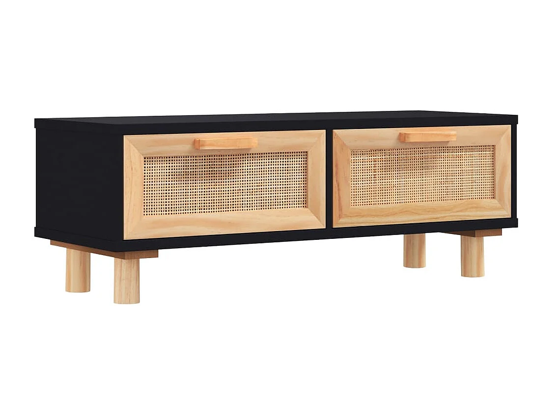 Tavolino Nero 80x40x30 cm Legno Multistrato e Massello di Pino