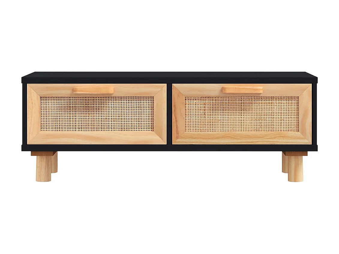 Tavolino Nero 80x40x30 cm Legno Multistrato e Massello di Pino