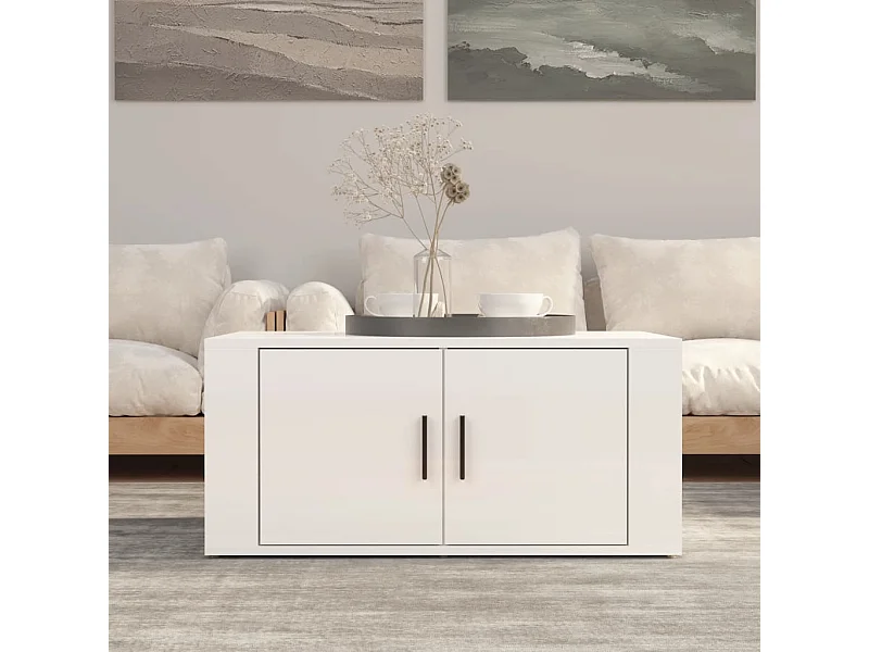 Couchtisch Hochglanz-Weiß 80x50x36 cm Holzwerkstoff