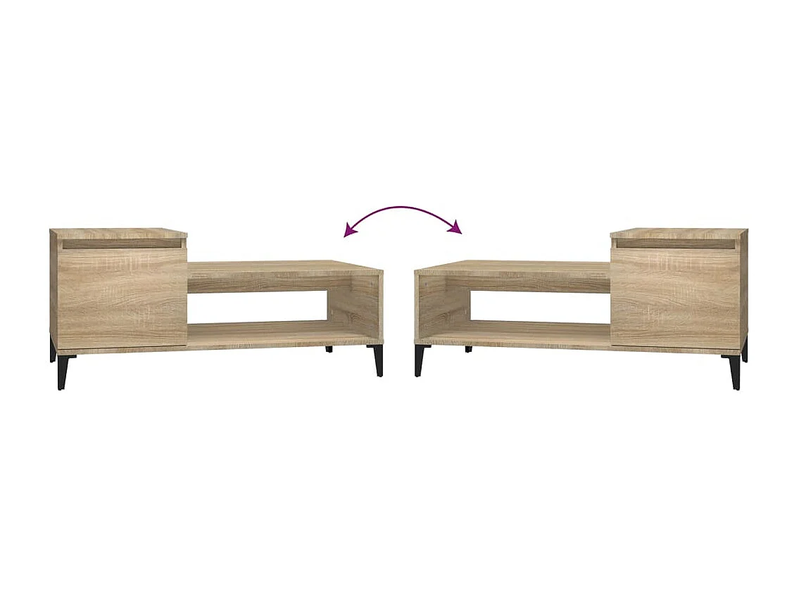Mesa de centro 100x50x45 cm derivados madeira carvalho sonoma