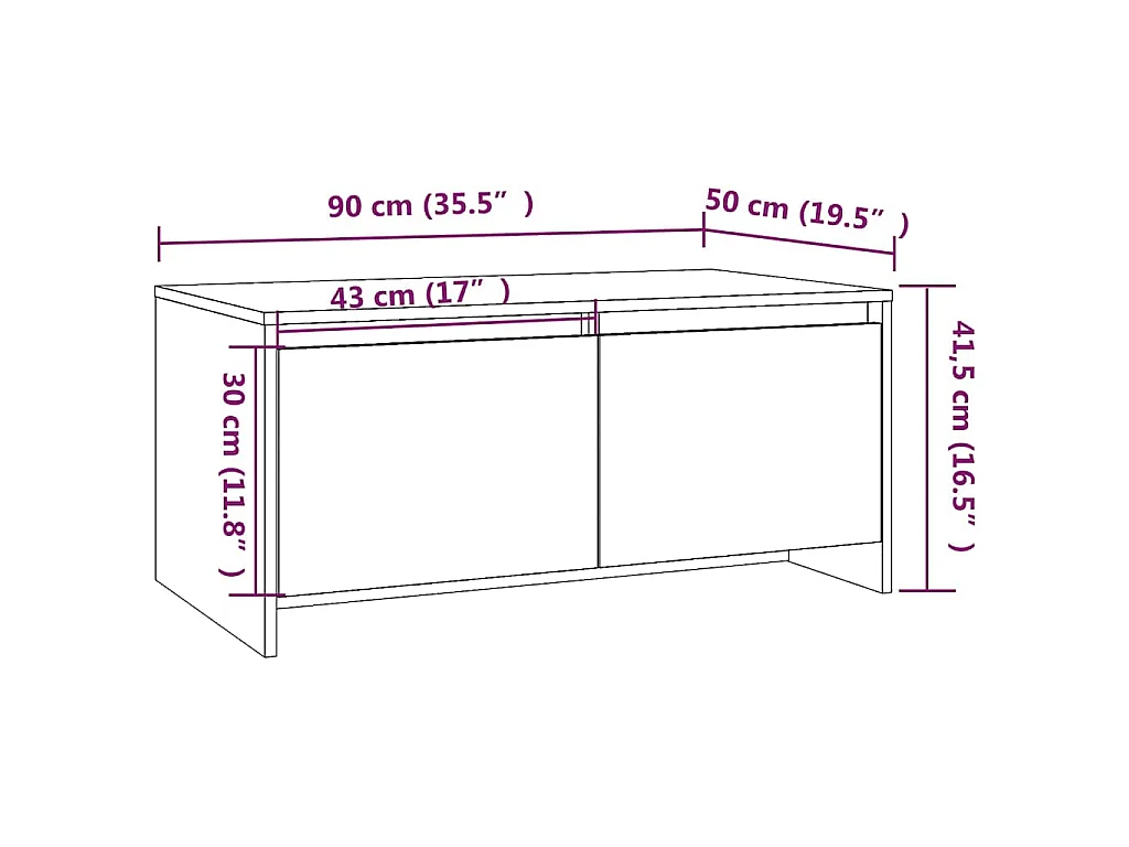 Table basse chêne sonoma 90x50x41,5 cm bois d'ingénierie