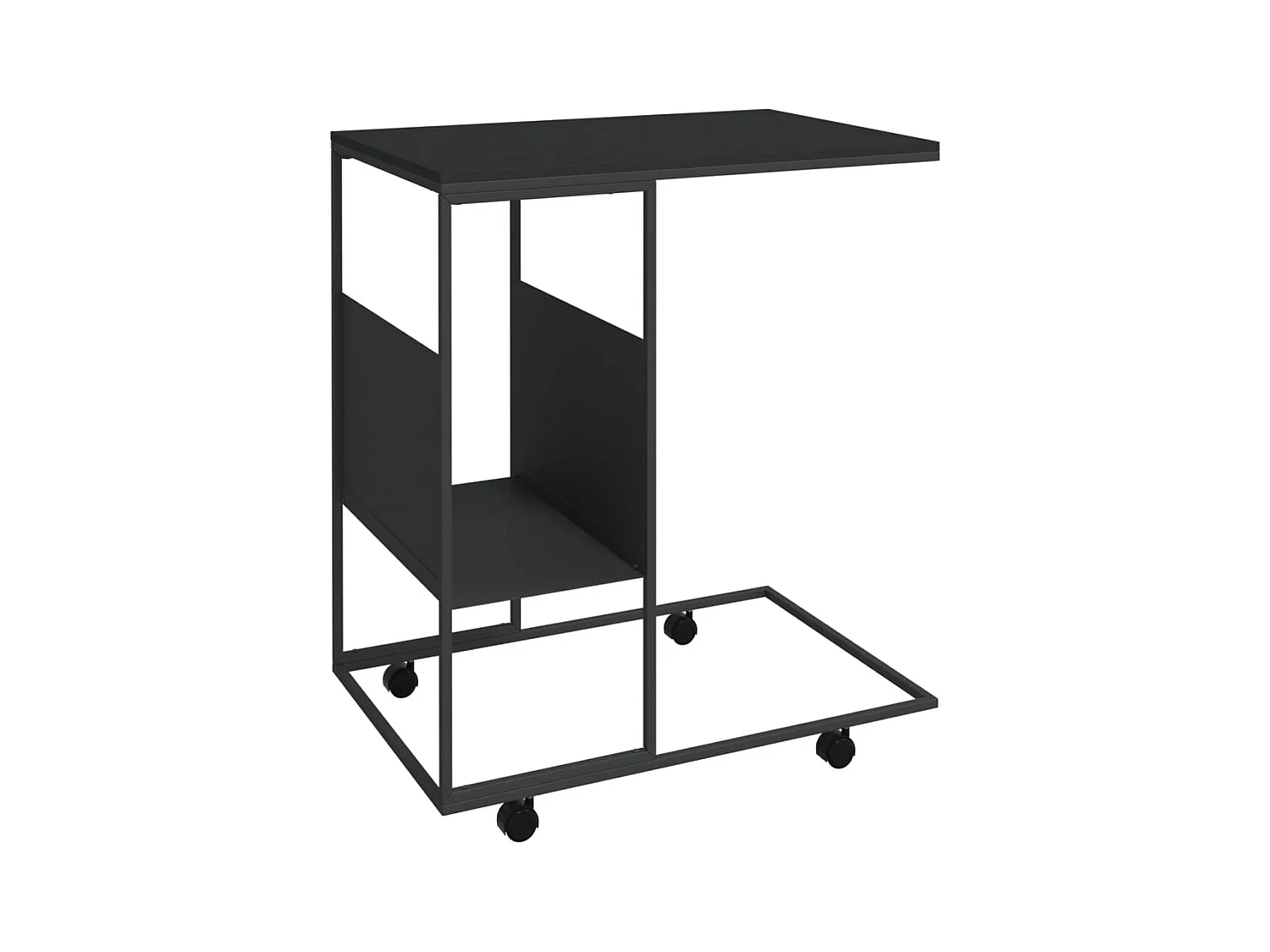 Bijzettafel met wieltjes 55x36x63,5 cm bewerkt hout zwart