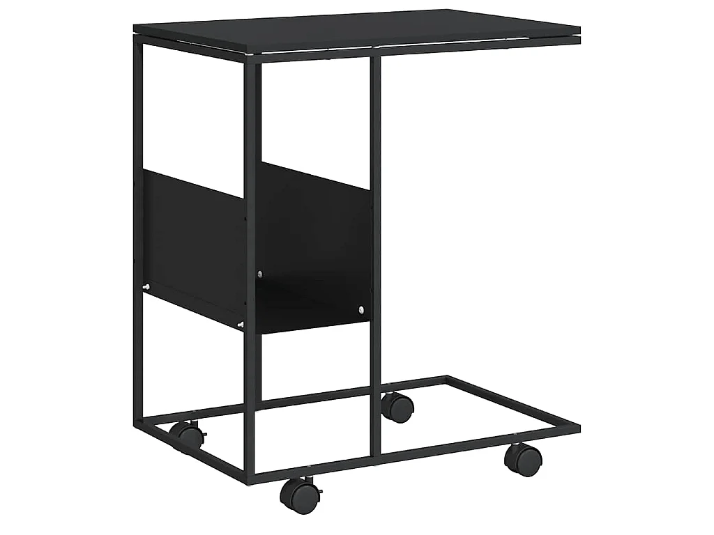 Beistelltisch mit Rollen Schwarz 55x36x63,5 cm Holzwerkstoff
