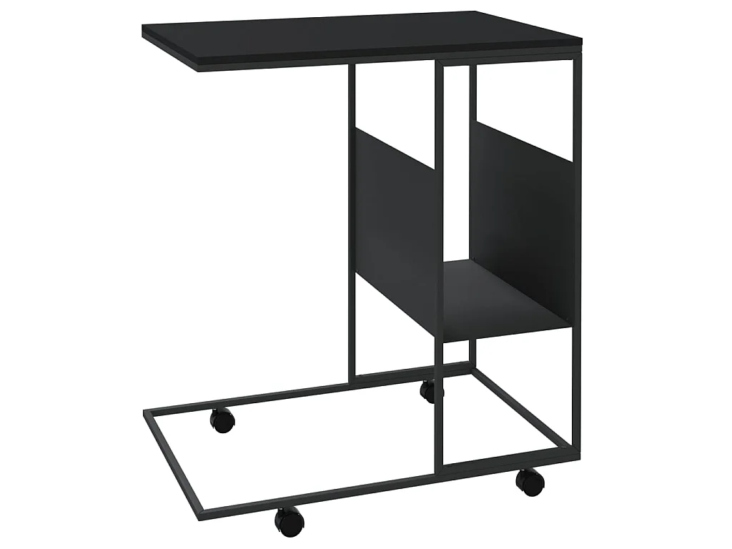 Beistelltisch mit Rollen Schwarz 55x36x63,5 cm Holzwerkstoff