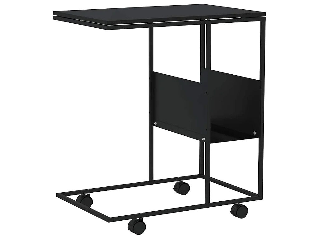 Beistelltisch mit Rollen Schwarz 55x36x63,5 cm Holzwerkstoff