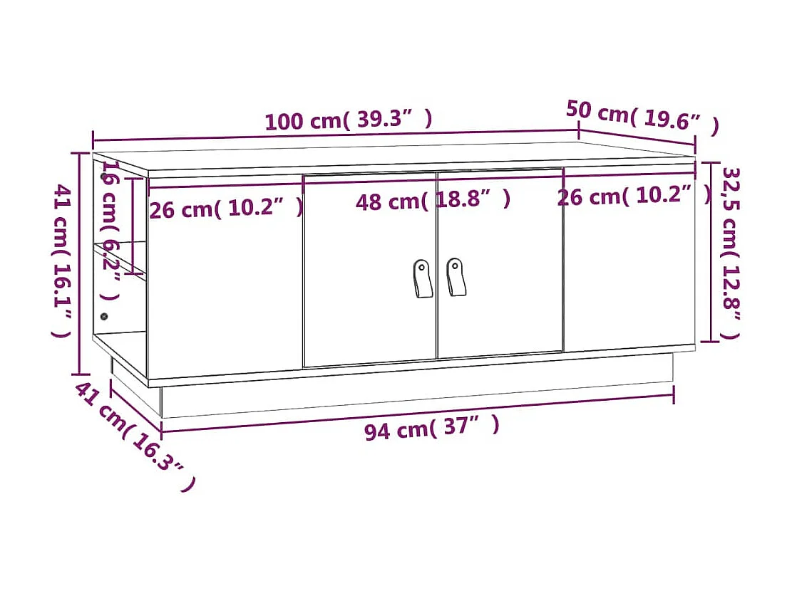 Salontafel 100x50x41 cm massief grenenhout