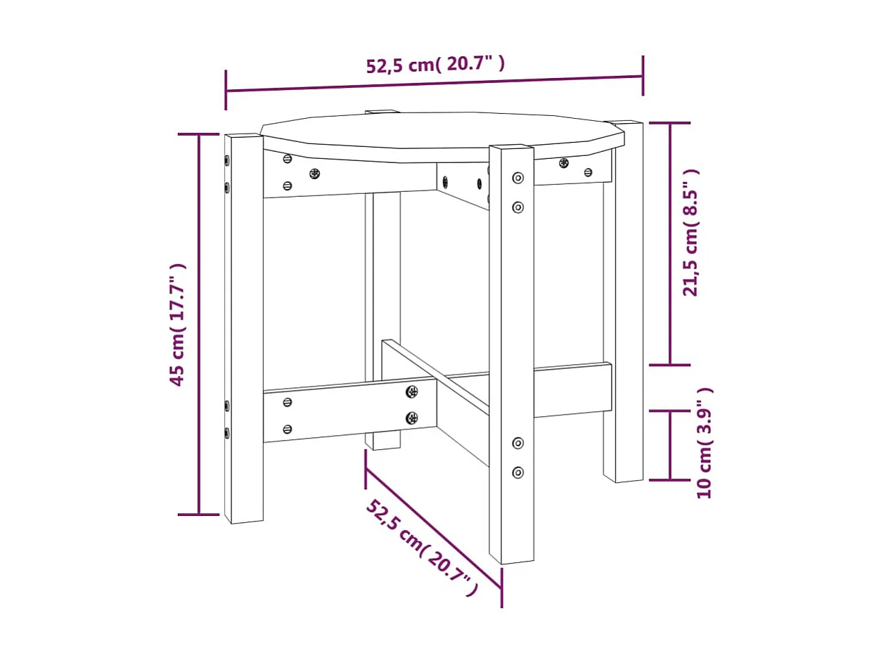 Salontafel Ø 52,5x45 cm massief grenenhout zwart