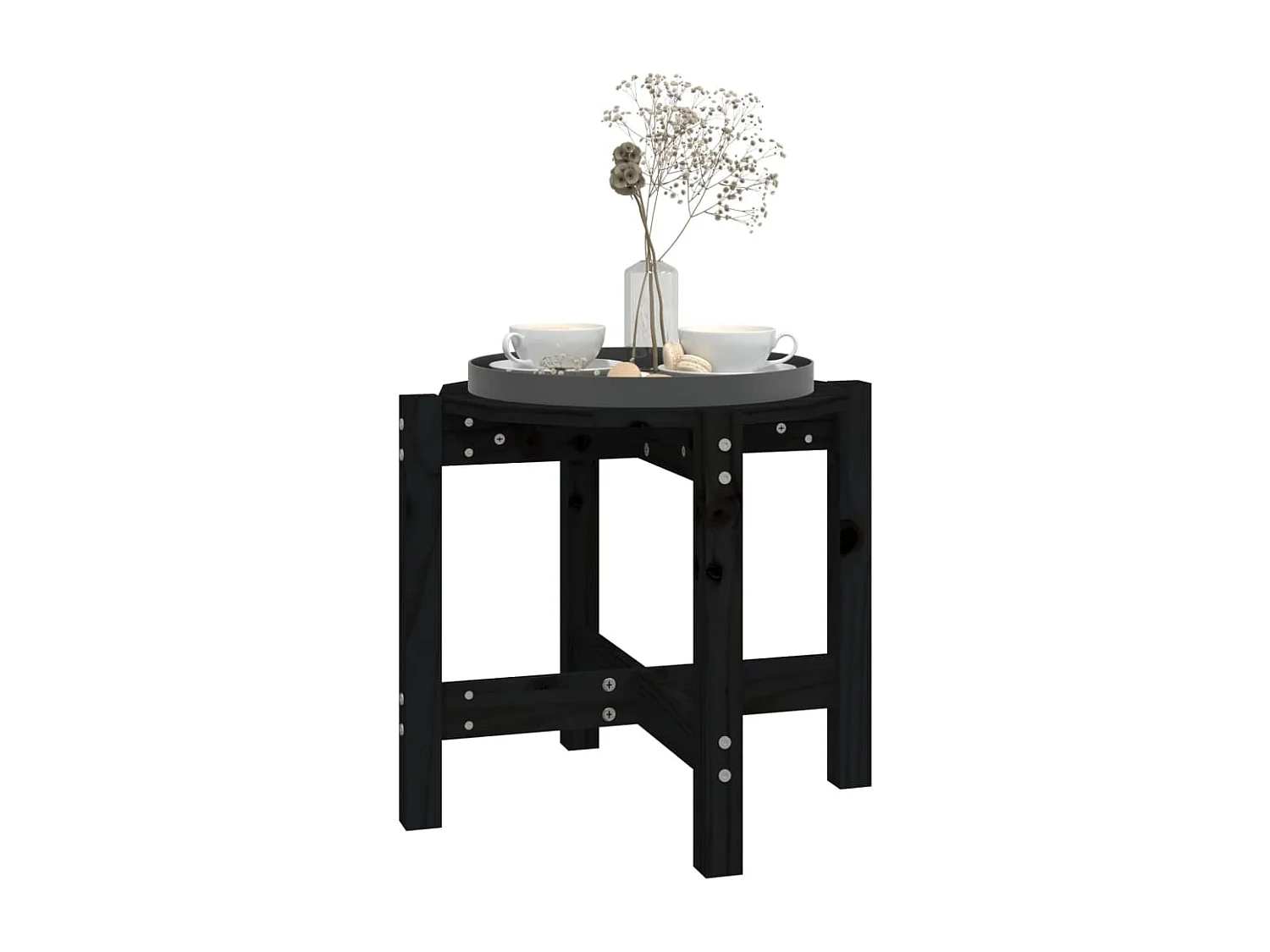 Salontafel Ø 52,5x45 cm massief grenenhout zwart