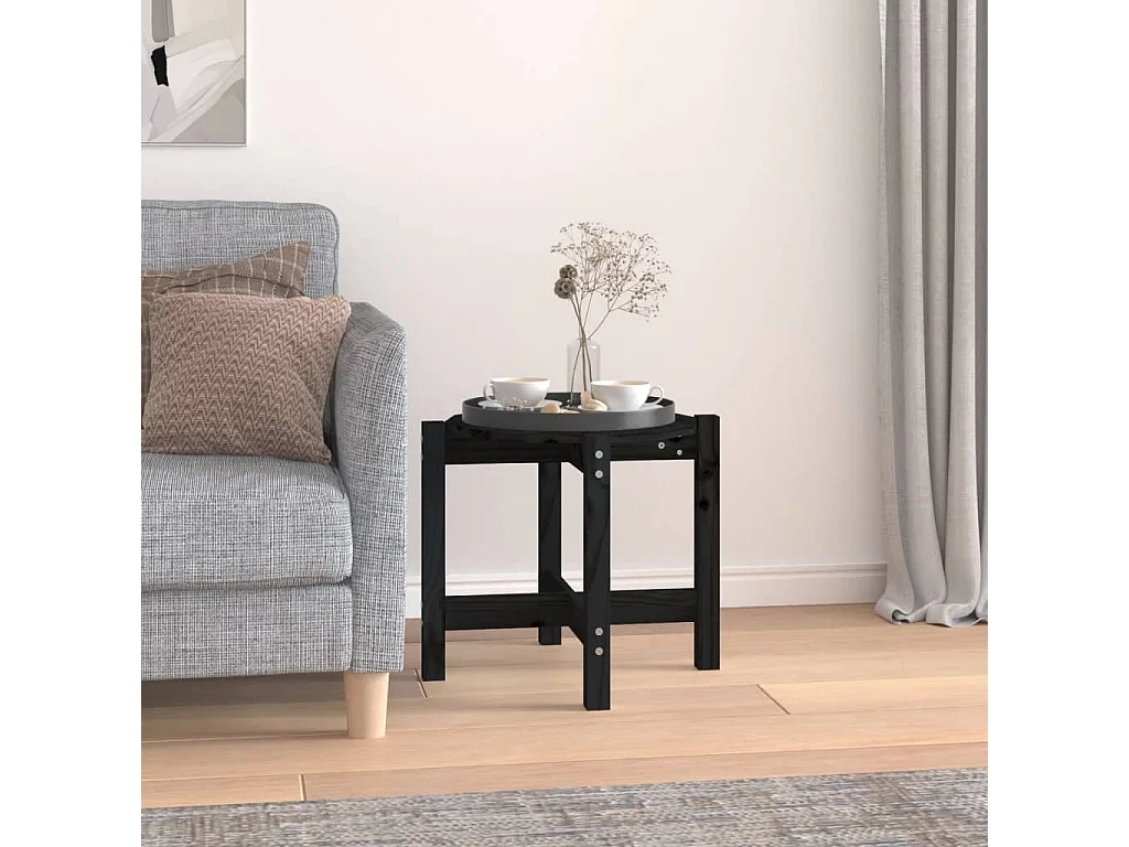 Table basse Noir Ø 52,5x45 cm Bois massif de pin