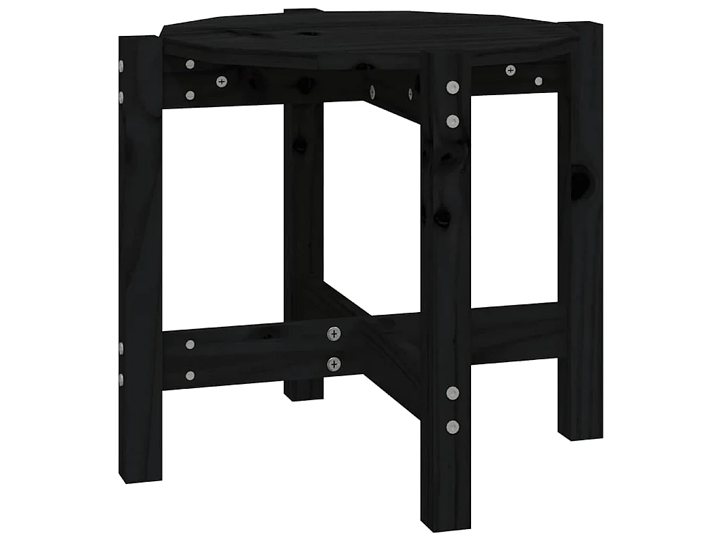 Tavolino da Salotto Nero Ø 52,5x45 cm in Legno Massello di Pino