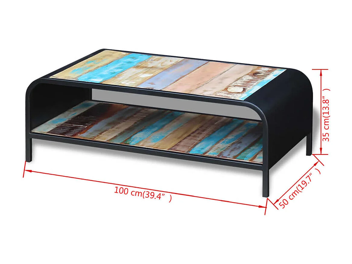 Tavolino da Salotto in Legno Massello di Recupero