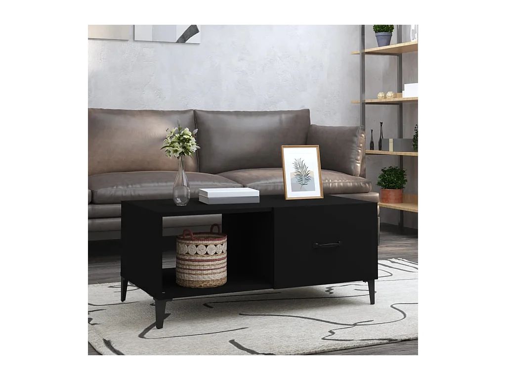 Table basse noir 90x50x40 cm bois d'ingénierie