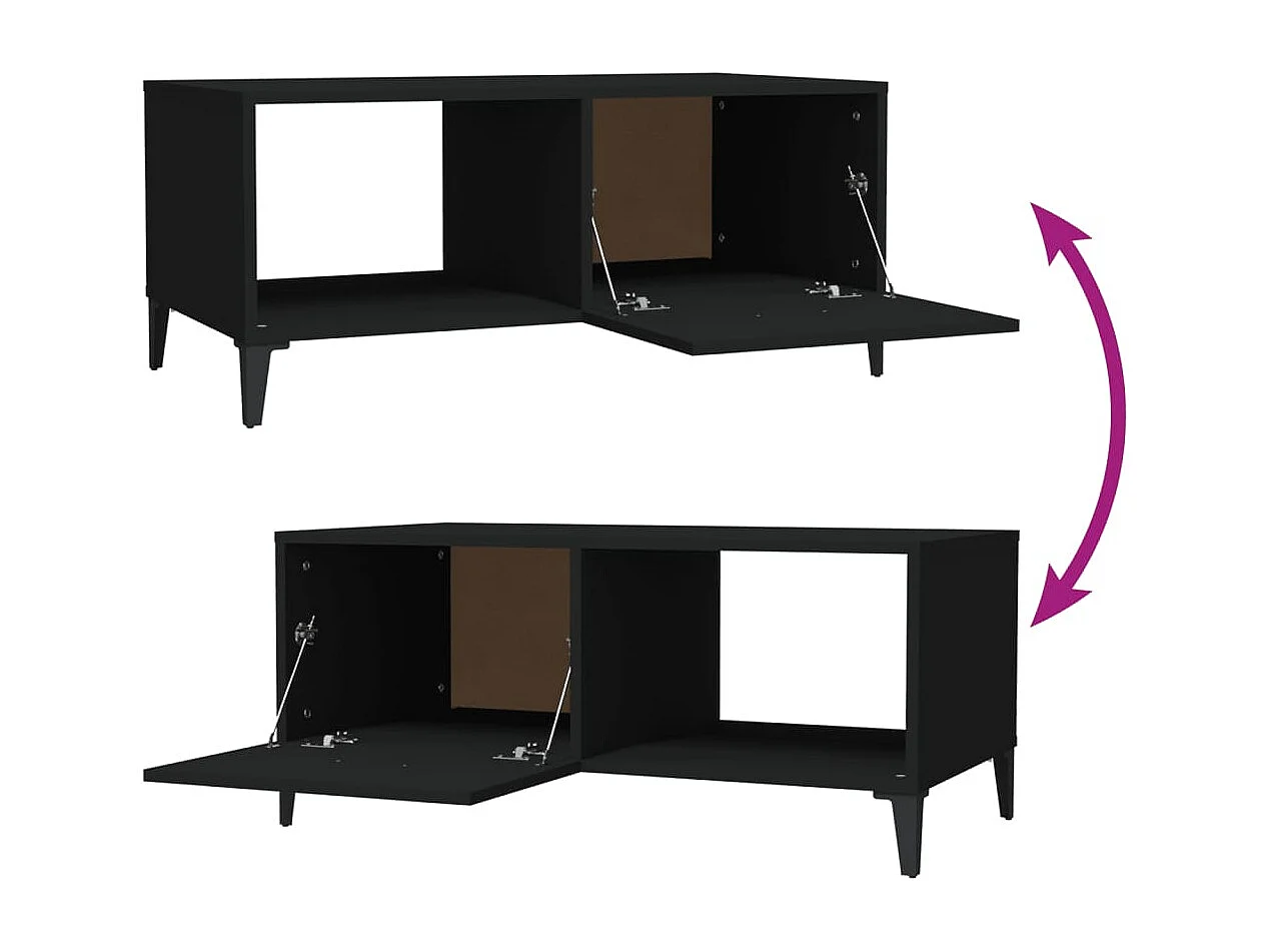 Tavolino da Salotto Nero 90x50x40 cm in Legno Multistrato