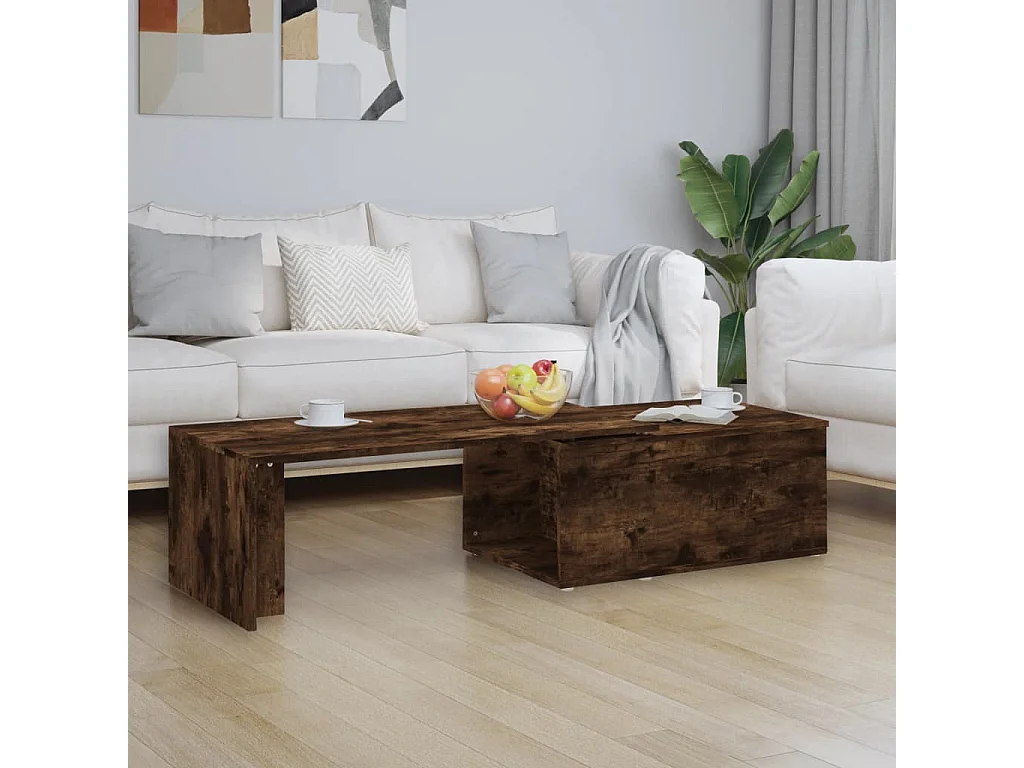 Table basse Chêne fumé 150x50x35 cm Bois d'ingénierie