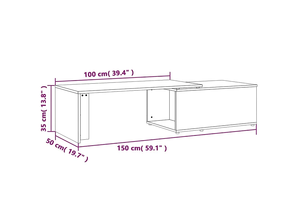 Table basse Chêne fumé 150x50x35 cm Bois d'ingénierie