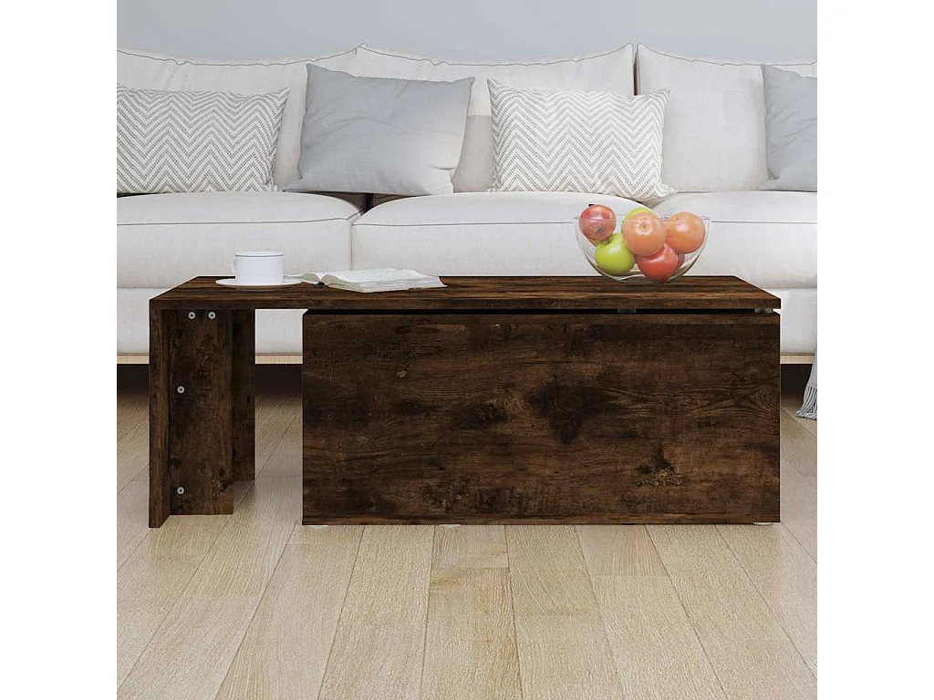Table basse Chêne fumé 150x50x35 cm Bois d'ingénierie