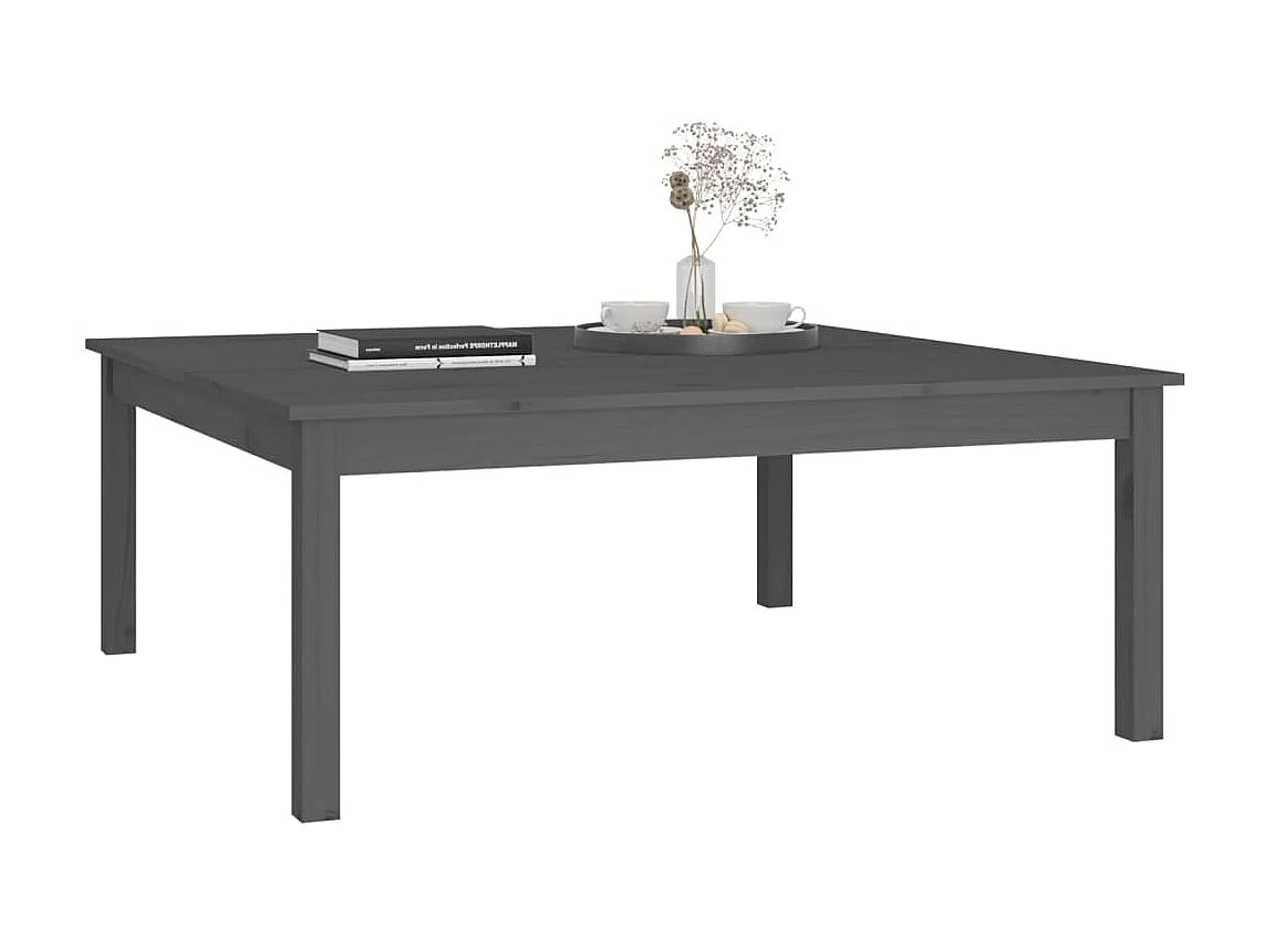Mesa de centro 100x100x40 cm madeira de pinho maciça cinza