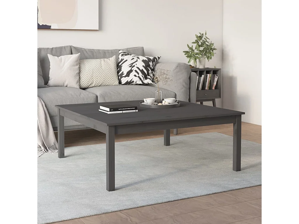Salontafel 100x100x40 cm massief grenenhout grijs