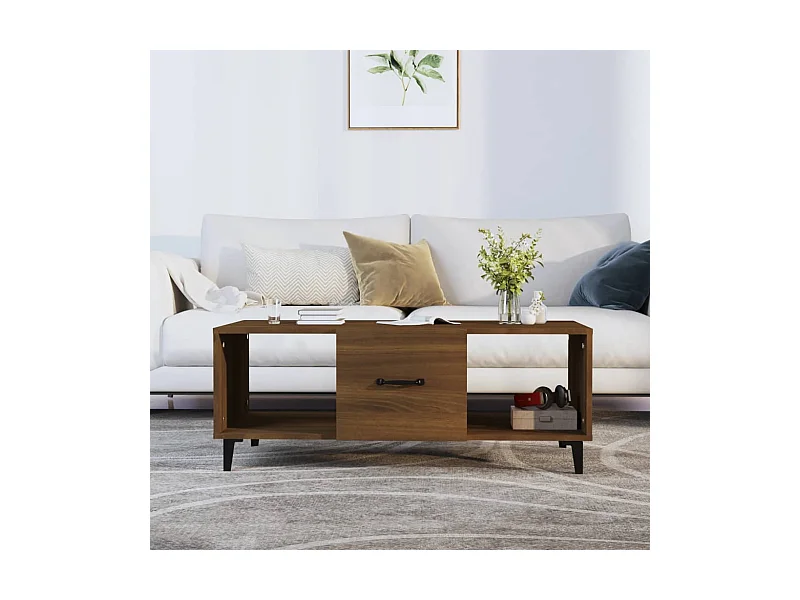 Salontafel 102x50x40 cm bewerkt hout bruin eikenkleur
