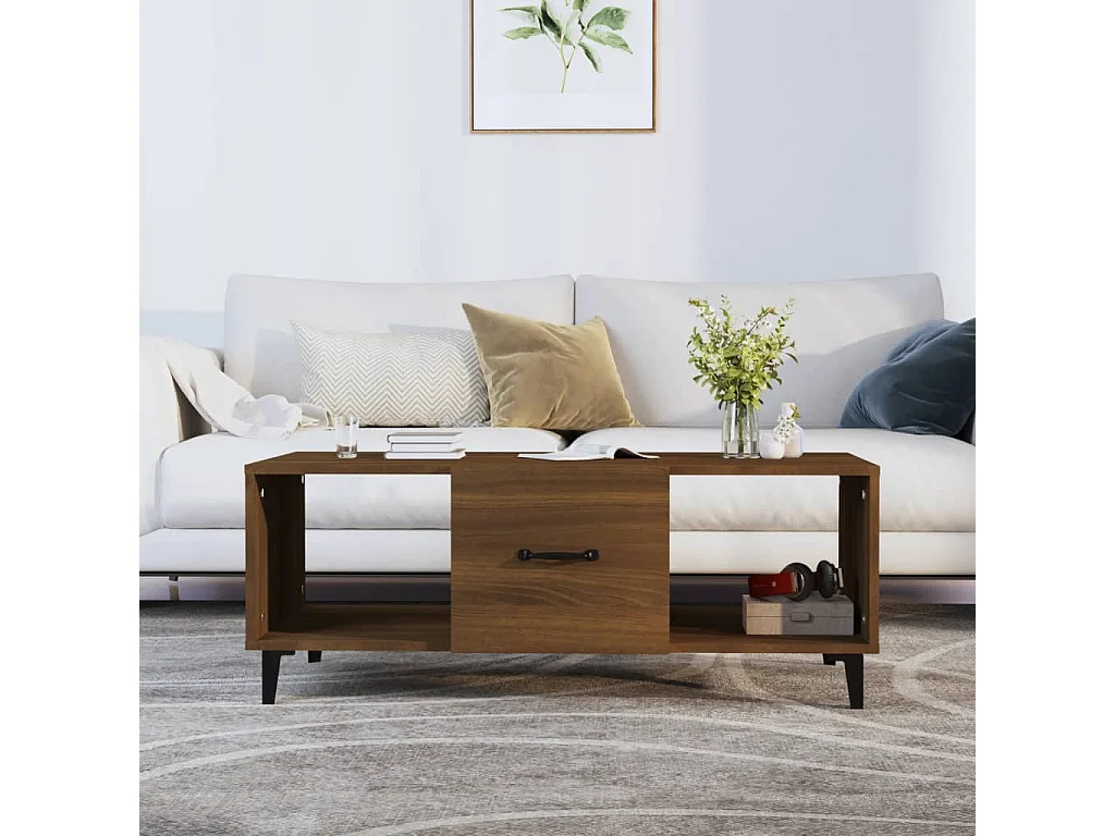 Mesa de centro 102x50x40 cm derivados madeira carvalho castanho