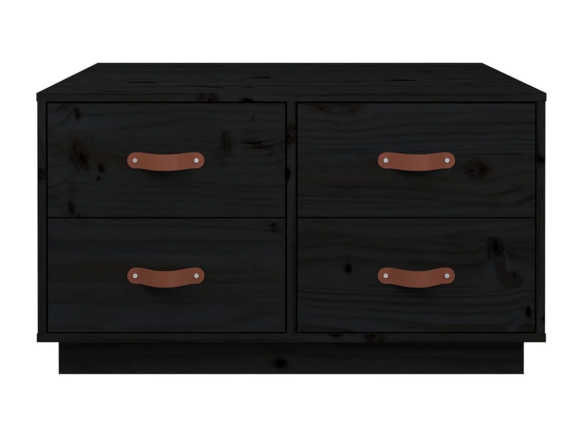 Table basse Noir 80x80x45 cm Bois massif de pin