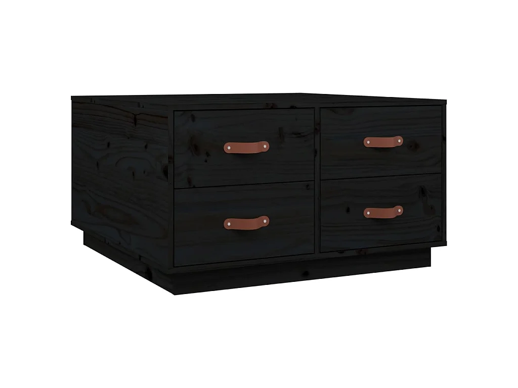 Tavolino da Salotto Nero 80x80x45 cm Legno Massello di Pino