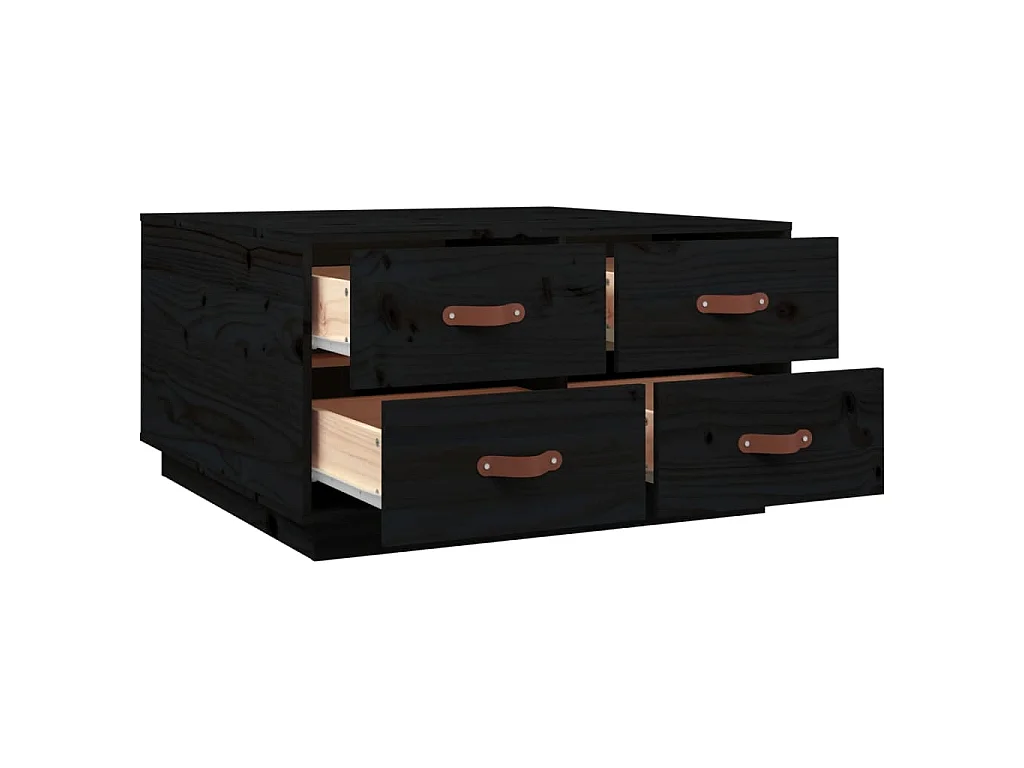 Tavolino da Salotto Nero 80x80x45 cm Legno Massello di Pino